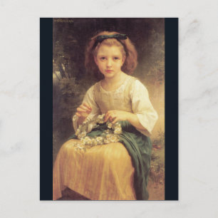Postal Niños trenzando una corona por W.A. Bouguereau