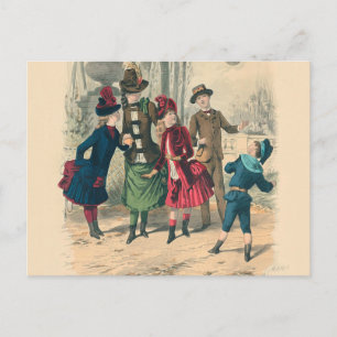Postal Niños Victorianos Antiguos Juegan con Pelota 1880 
