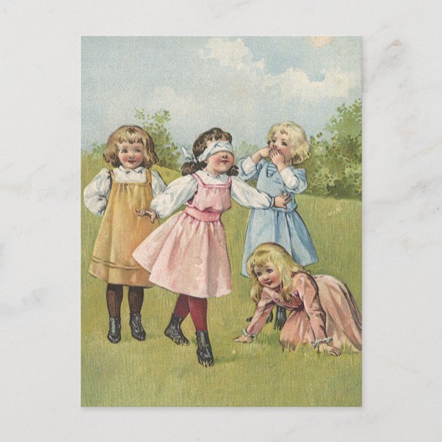 Postal Niños victorianos de época juegan al blasfemo de c (Anverso)