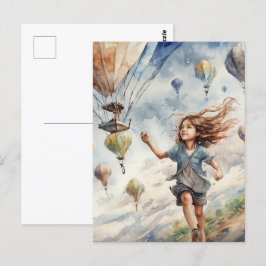 Postal niños volando cometas