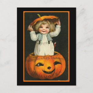 Postal Niños y calabazas