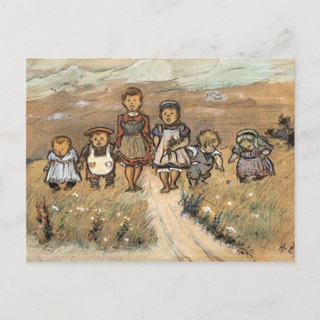 Postal Niños - Zille - motivo del vintage (Anverso)