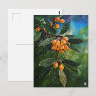 Postal Nísperos en pintura de primavera de abril por Alfr