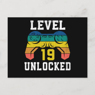 Postal Nivel 19 Desbloqueado, Cumpleaños 19 de Gamer Angu