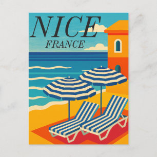 Postal Niza Francia Côte d'Azur Playa Viaje Vintage