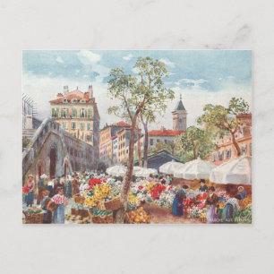 Postal Niza, Francia, mercado de flores