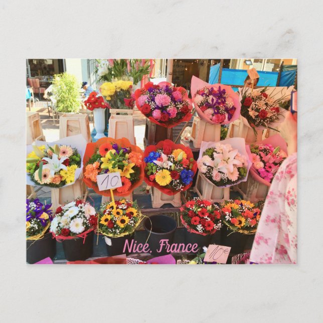 Postal Niza, Francia - Mercado de flores - Marche aux Fle (Anverso)