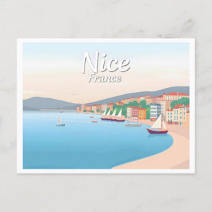 Postal Niza Francia Riviera Pastel Viaje