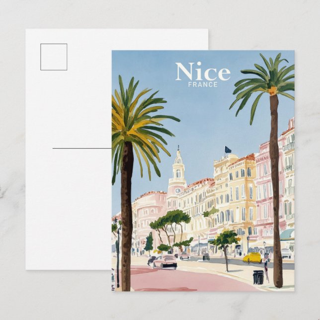 Postal Niza Francia: Viajes de pintura acuática (Anverso / Reverso)