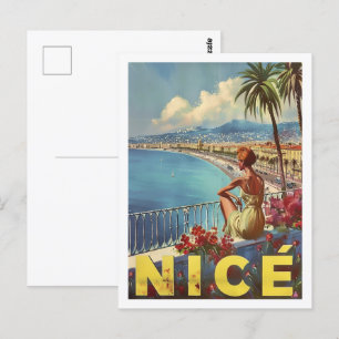 Postal Niza Francia Vintage Famoso Travel Place