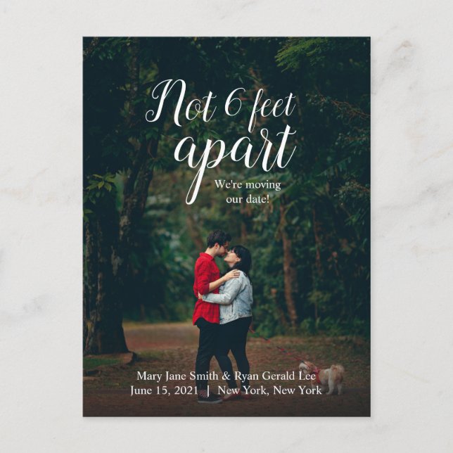 Postal No 6 Pies De Distancia | Nueva fecha de Boda | Cal (Anverso)