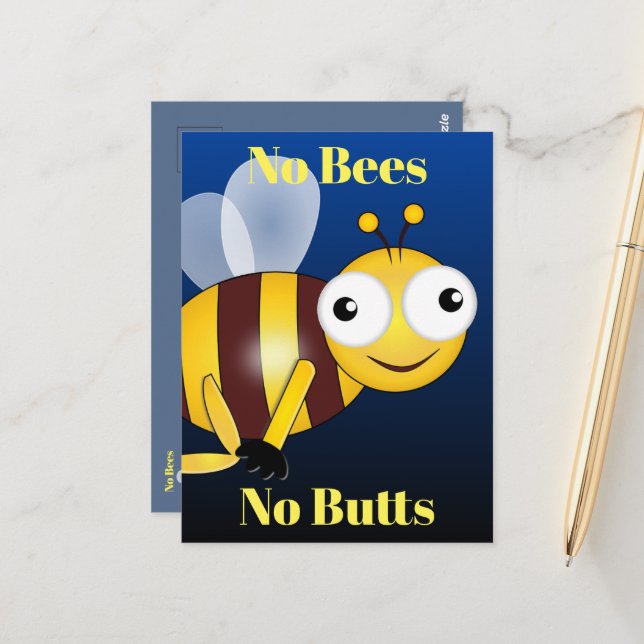 Postal No abejas No Butts Postcard (Anverso/Reverso In Situ)