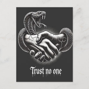 Postal No Confíes en Nadie — Apretón de Mano de Serpiente
