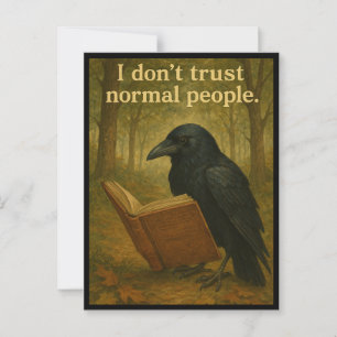 Postal No confío en la gente normal Raven Postcard