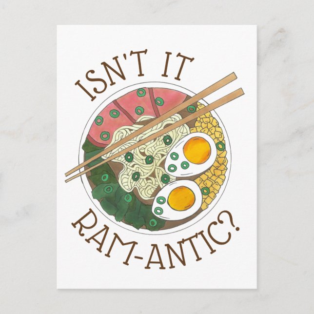 Postal ¿No es amor Ram-Antic (Romántico) de fideos Ramen (Anverso)