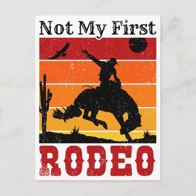 Postal No es mi primer rodeo Cowgirl Horse Sunset (Anverso)
