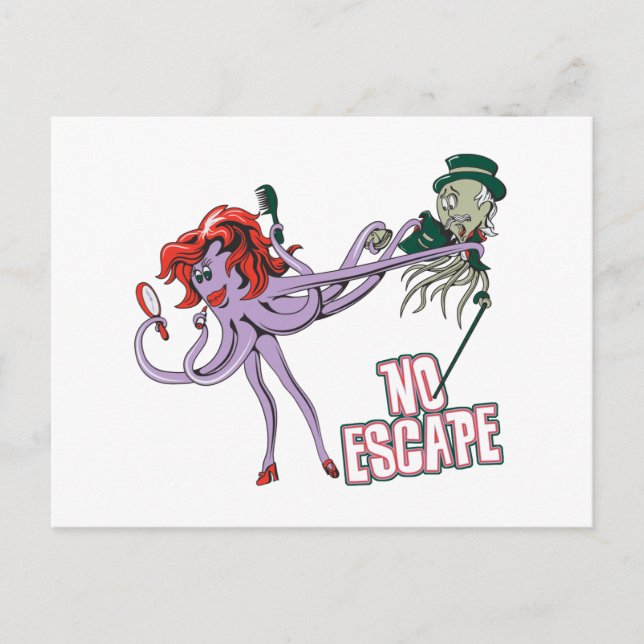Postal no escape pulpo divertido amor (Anverso)