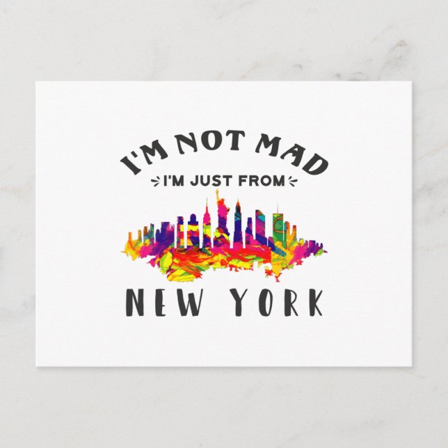 Postal No estoy enfadado, solo soy de Nueva York. (Anverso)
