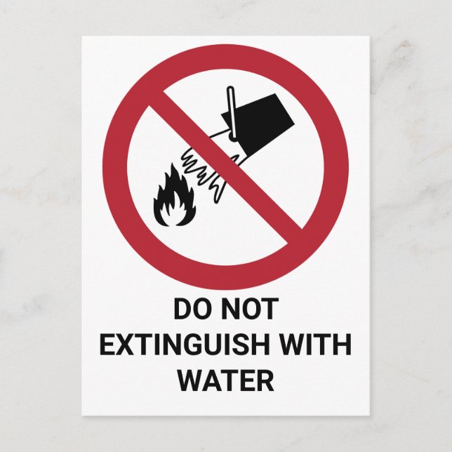 Postal No Extinguir Con Agua, Rótulo De Prohibición (Anverso)