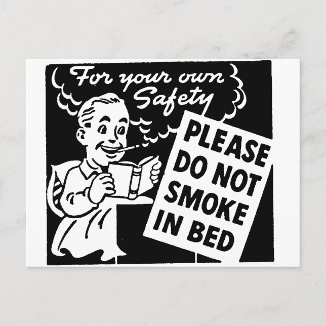 Postal No fumar en la cama (Anverso)