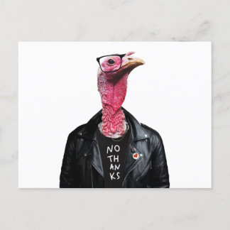 Postal No gracias. Pavo divertido con gafas