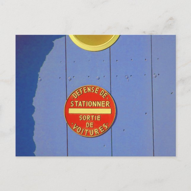 Postal No hay aparcamiento en el Rótulo francés Puerta de (Anverso)