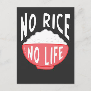 Postal No hay arroz, no hay vida, el bol de arroz asiátic