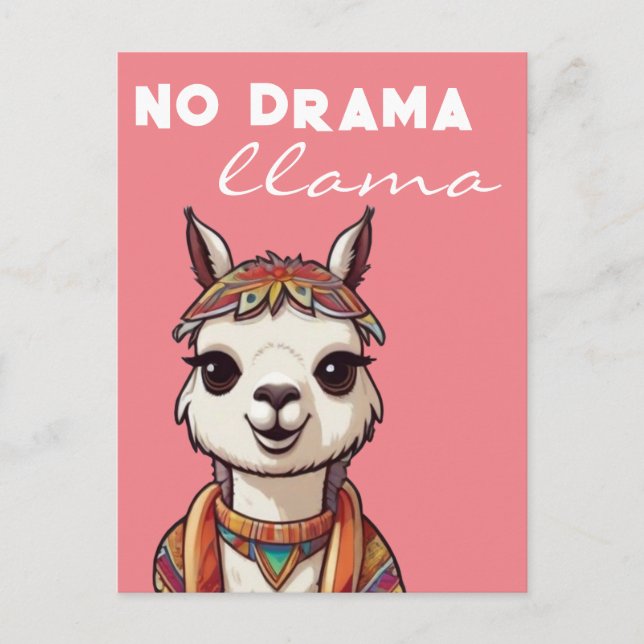 Postal No hay drama llama Bonito gracioso Alpaca Girona r (Anverso)