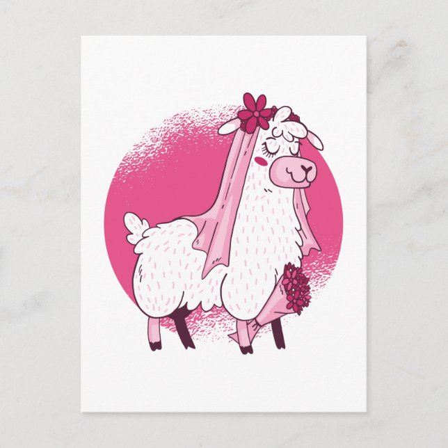 Postal No hay ducha de Boda divertida Lama BRIDE (Anverso)