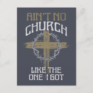 Postal No hay iglesia como la que tengo diseño de texto