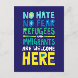 Postal No hay odio, no hay miedo, refugiados e inmigrante