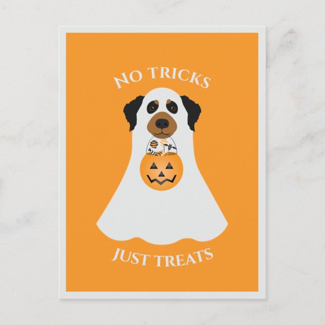 Postal No hay trucos que solo trate a perro de Halloween (Anverso)