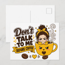 Postal No me hables antes del café Chica gruñona