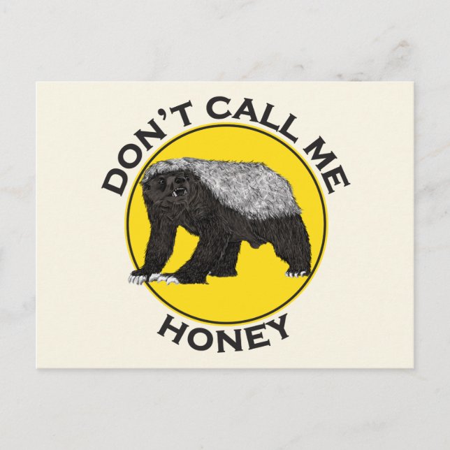 Postal No me llames Honey Badass Honey Badger Yellow Art (Anverso)