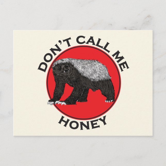 Postal No me llames Honey Badger Badass Nasty Animal Art (Anverso)