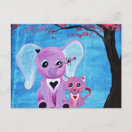 Postal No Me Olvides Elefante Rosa Gato Flor de Cerezo Ar