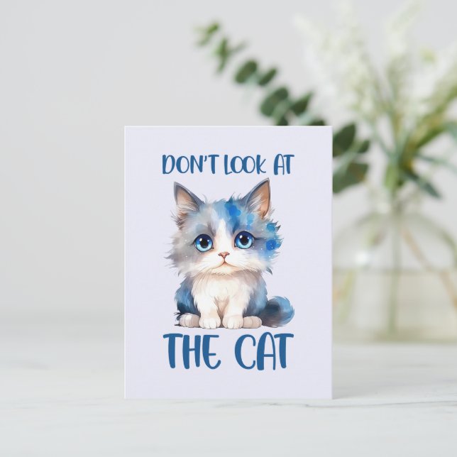 Postal No mires al gato - Adorable gatito azul (Anverso de pie)
