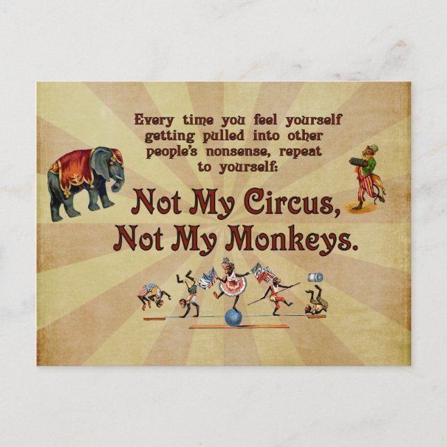 Postal No mis monos, no mi circo (Anverso)
