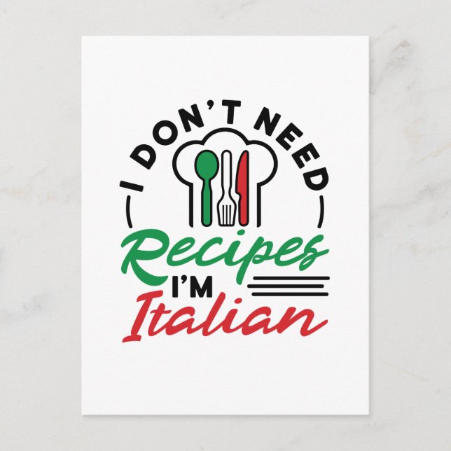 Postal No necesito recetas soy italiano (Anverso)