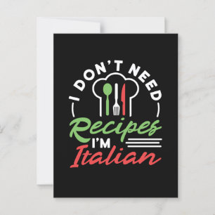 Postal No necesito recetas, soy italiano cómico