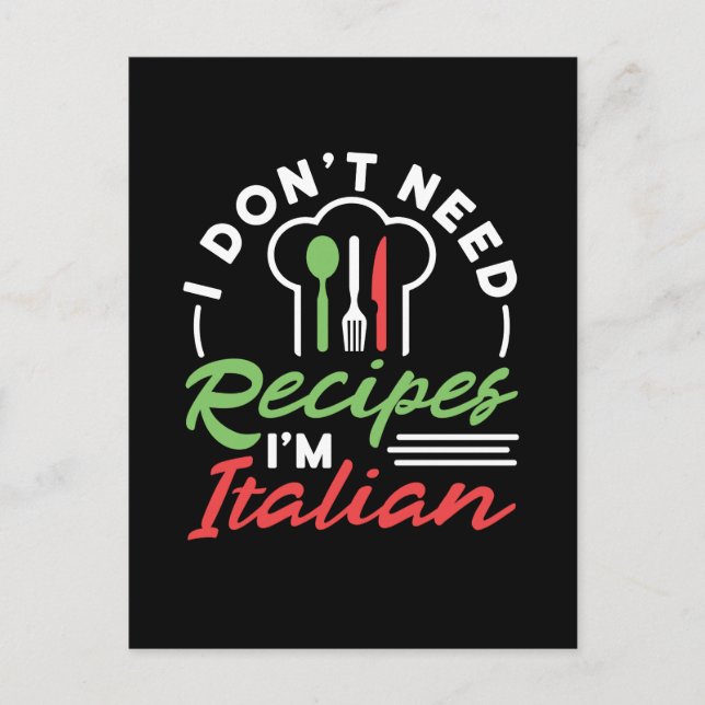 Postal No necesito recetas, soy italiano cómico (Anverso)