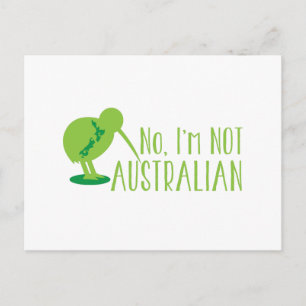 Postal No, NO soy AUSTRALIANO (con kiwi bird y map)