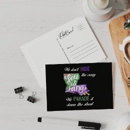 Postal No ocultamos la locura del desfile del Mardi Gras