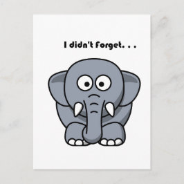 Postal No olvidé al gracioso elefante gris Personalizado