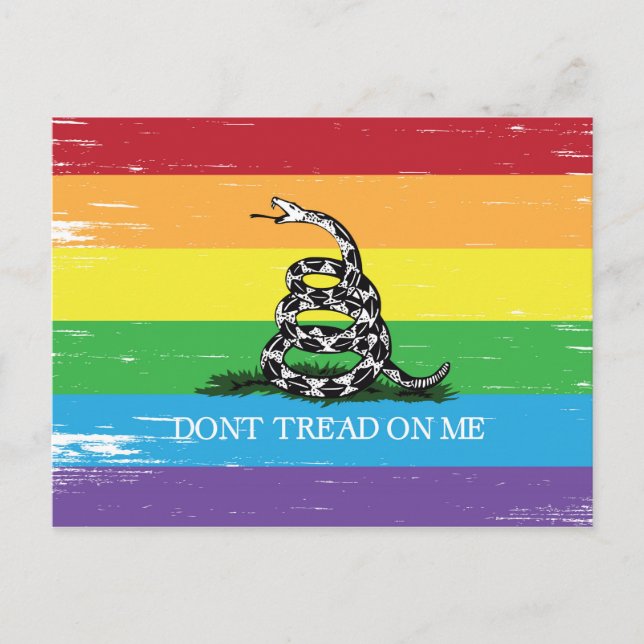 Postal No pisotees la bandera Gadsden LGBT Arcoíris grung (Anverso)
