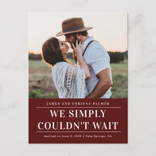 Postal No podíamos esperar anuncio de boda (Anverso)