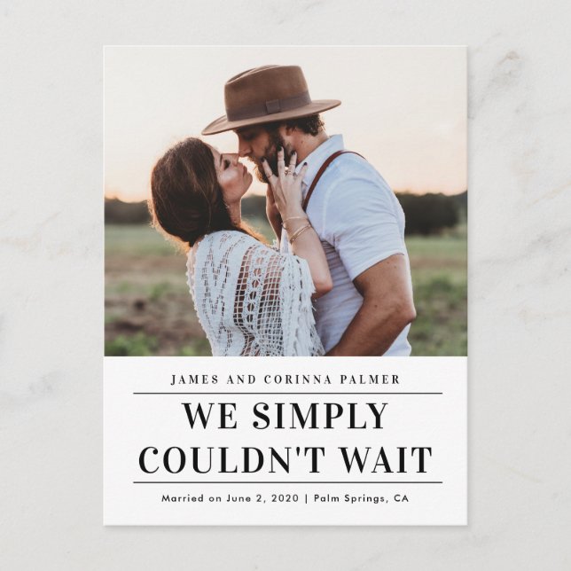 Postal No podíamos esperar anuncio de boda (Anverso)