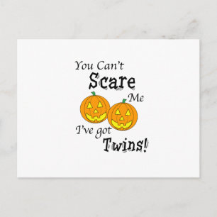 Postal No puedes asustarme gemelos - calabazas