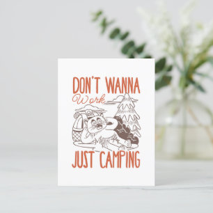 Postal No quieres trabajar, solo acampar - Gato vintage