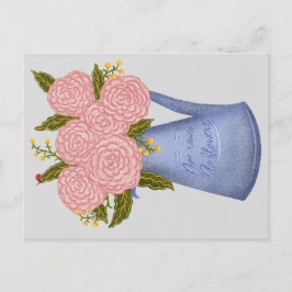 Postal No rain no flowers watering can with flowers